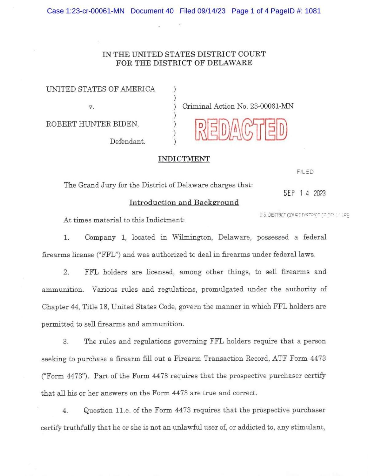 Read the Hunter Biden indictment