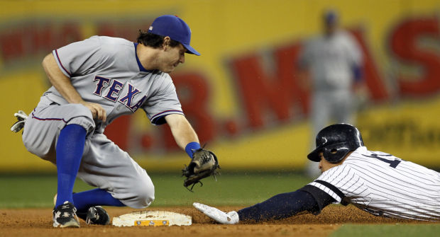 Texas rangers baseman ian kinsler hi-res stock photography and