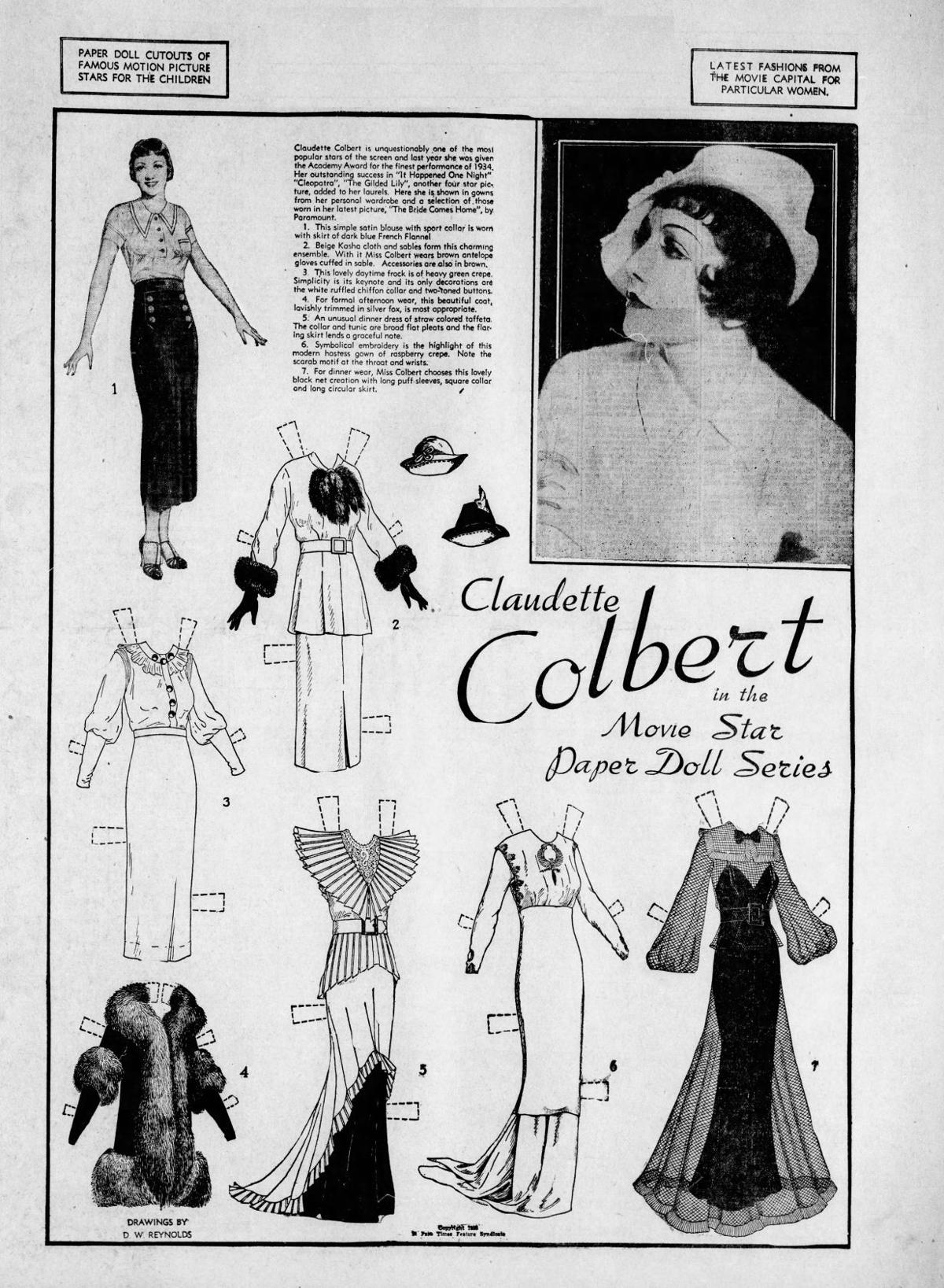 Claudette Colbert Paper Doll Tucson Com