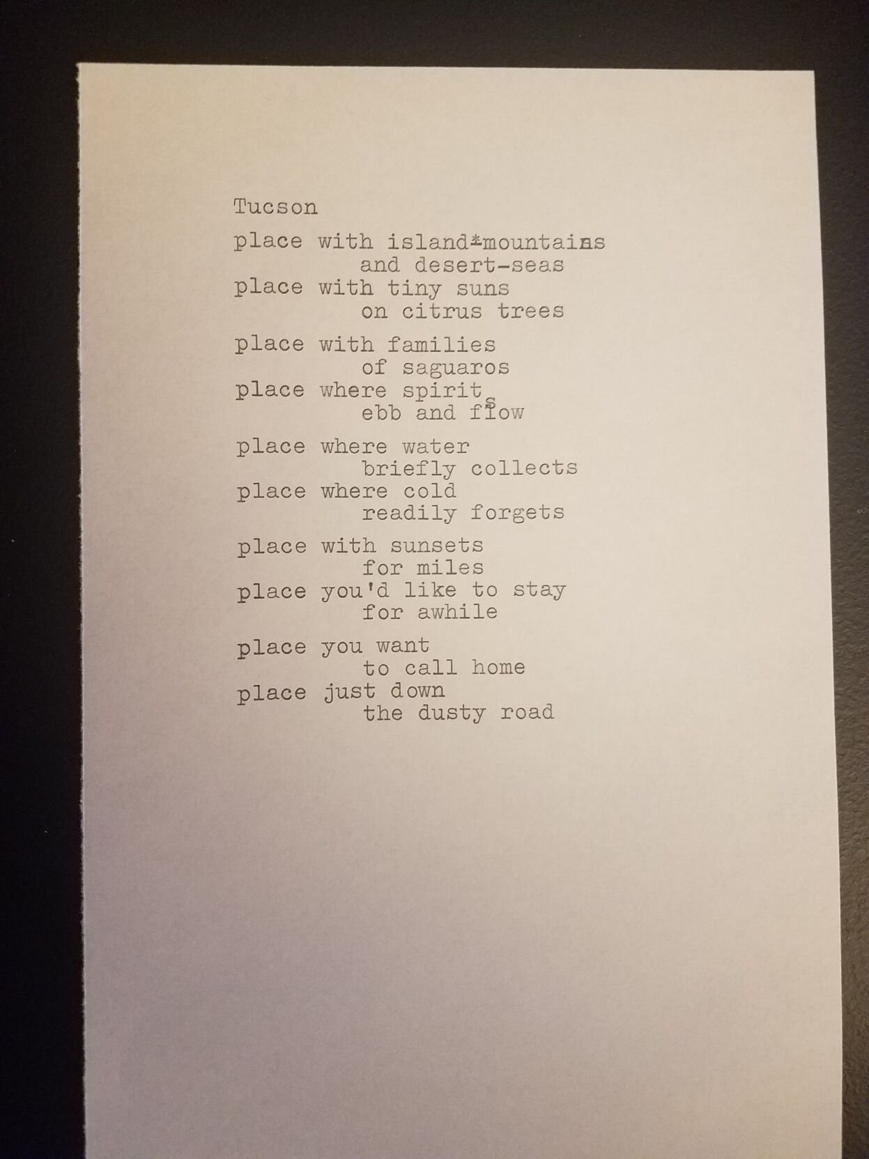 Tucson Typewriter Poem