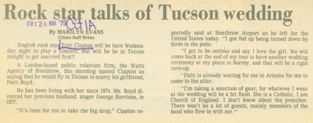 March 26, 1979: Rock star talks of Tucson wedding