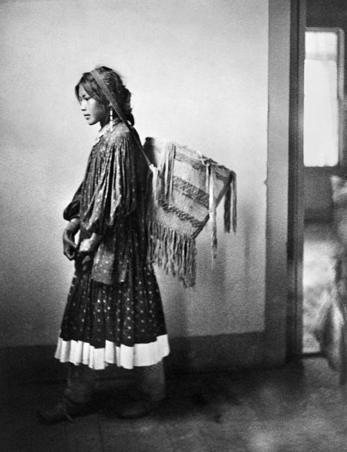 Apache girl with basket