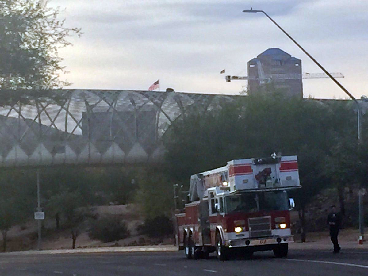 Suspicious package on Diamondback snake pedestrian bridge