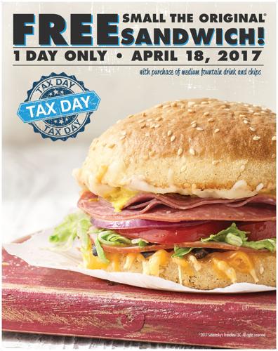 Tax Day deal at Schlotzsky's.