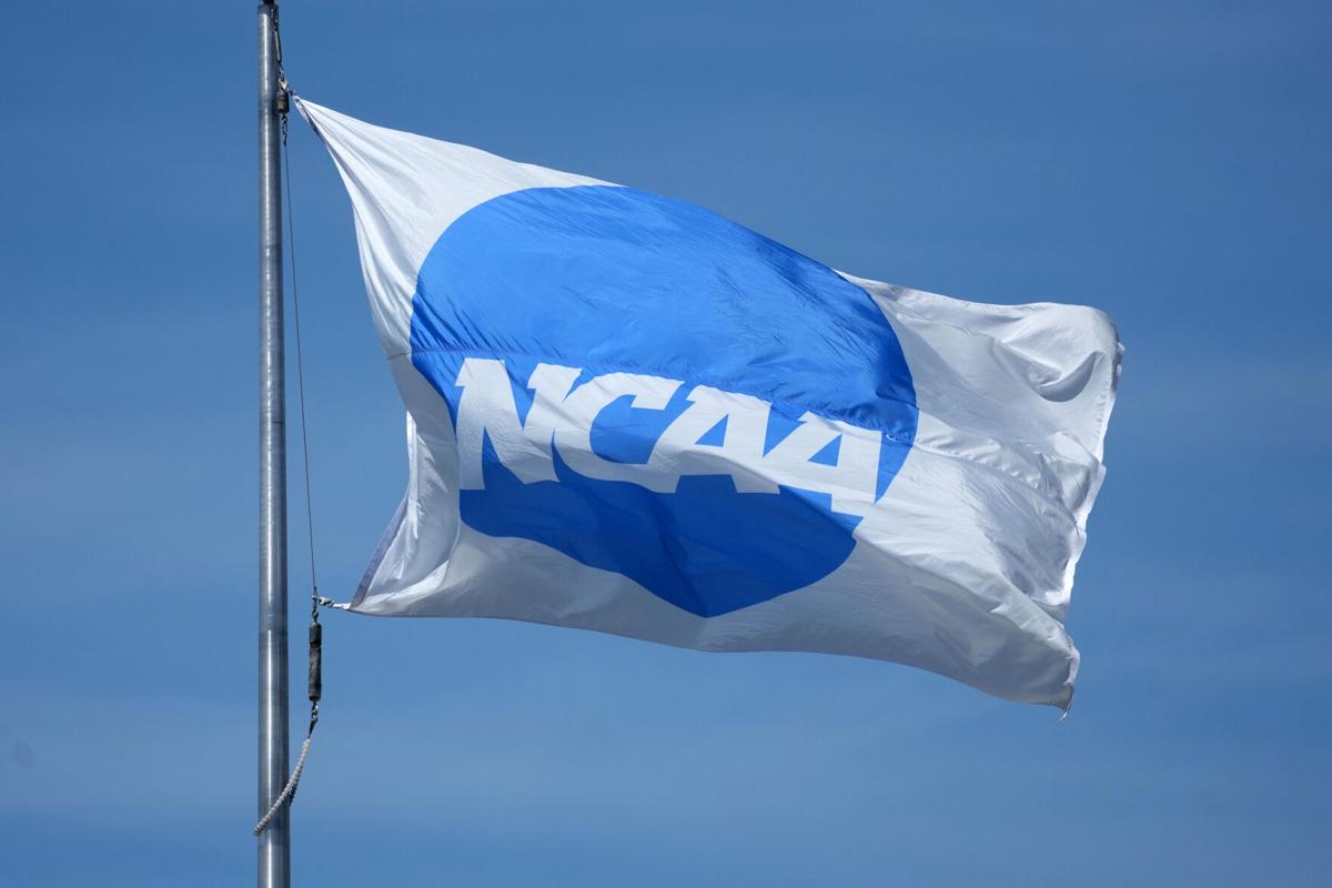 Jun 10, 2025; Eugene, OR, USA; A NCAA logo flag at the NCAA Track and Field Championships at Hayward Field. Mandatory Credit: Kirby Lee-Imagn Images