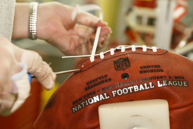 Making Super Bowl footballs