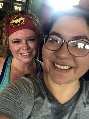 Angela and Alicia at Pound class