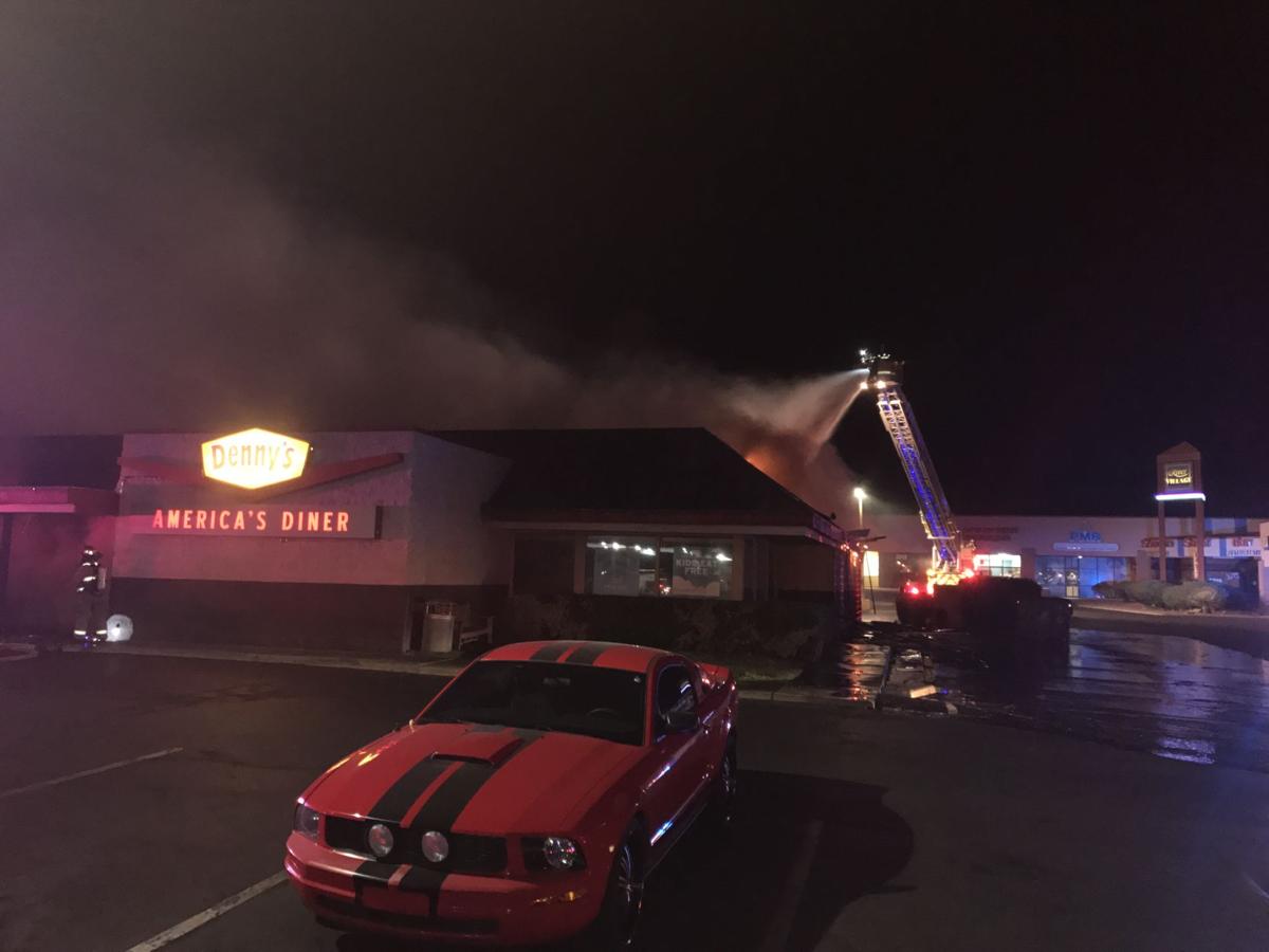 Denny's restaurant goes up in flames overnight