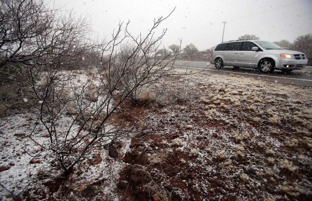 Snow falls in Tucson area