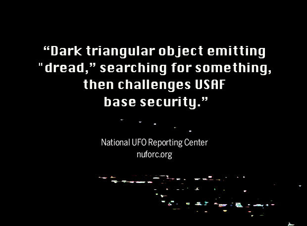 Dark triangular object emitting dread