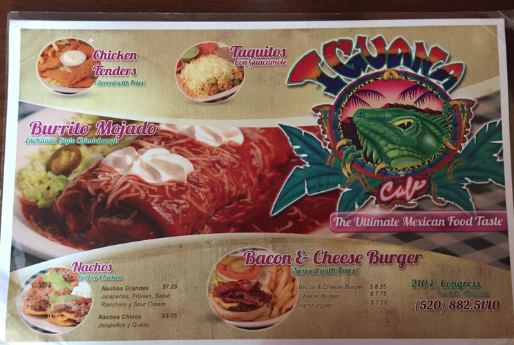 Iguana Cafe menu