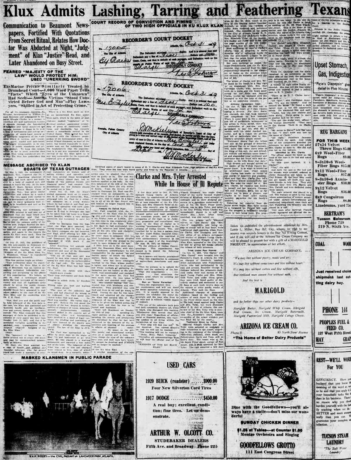 Klux admits lashing, tarring and feathering Texans