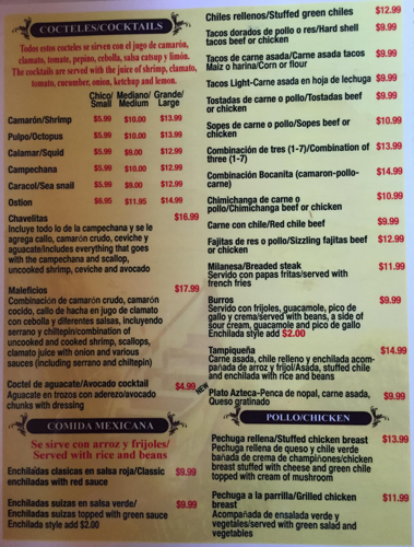 La Bocanita menu