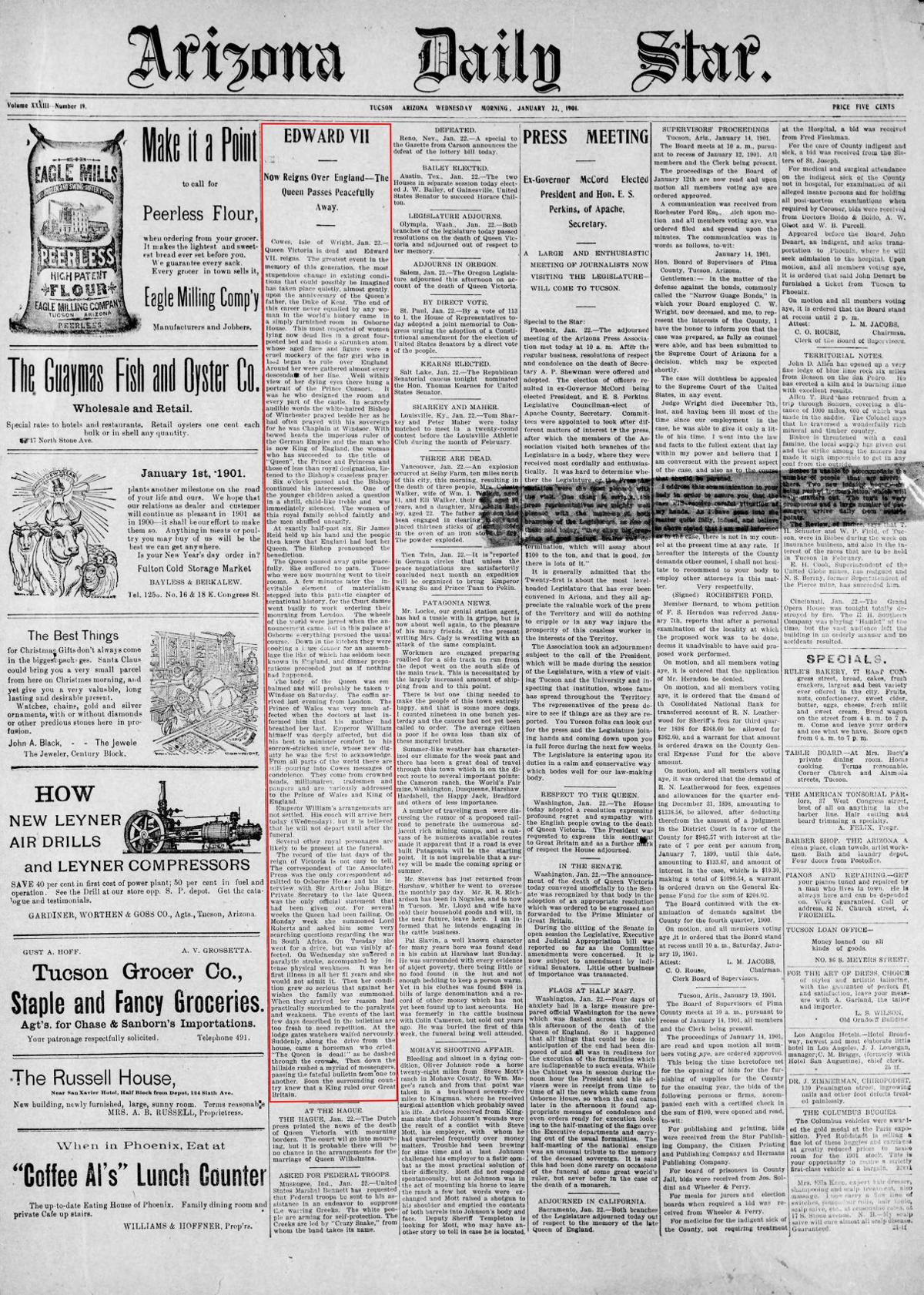 Jan. 23, 1901: Queen Victoria has died