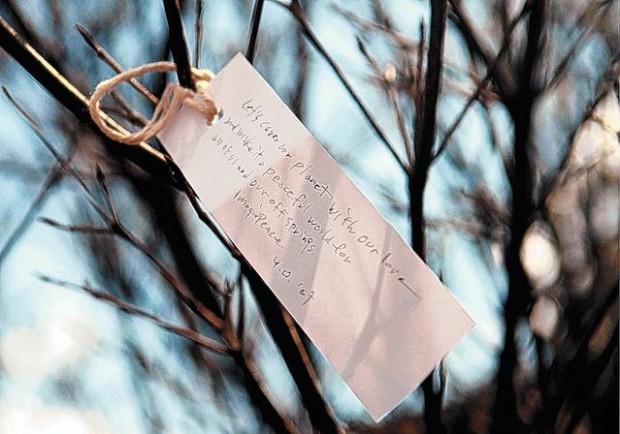 Yoko Ono wishes upon a tree in D.C.  