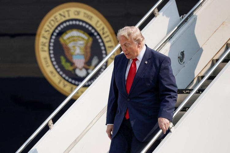 U.S. President Donald Trump at Bismarck Municipal Airport in Bismarck