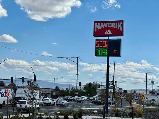 A Maverik gas station in Reno shows the price of diesel topping $7 a gallon on Sept. 17, 2026.