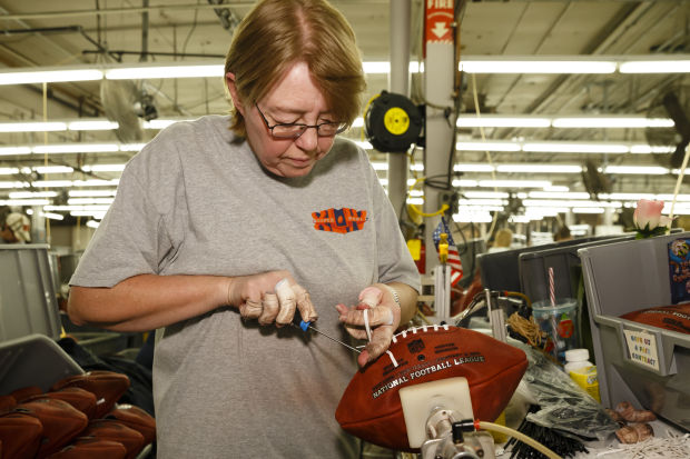 Making Super Bowl footballs