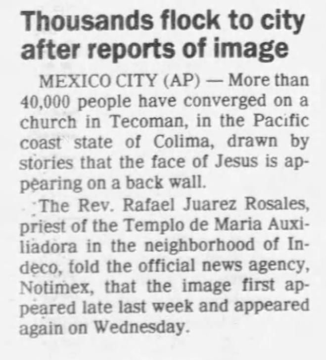 May 31, 1992: Jesus on a brick wall in Mexico City