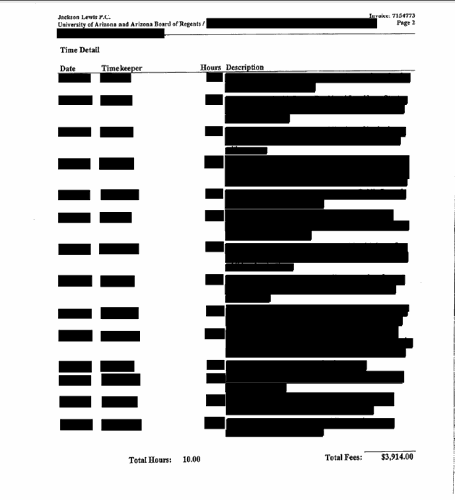 Redacted billing statement