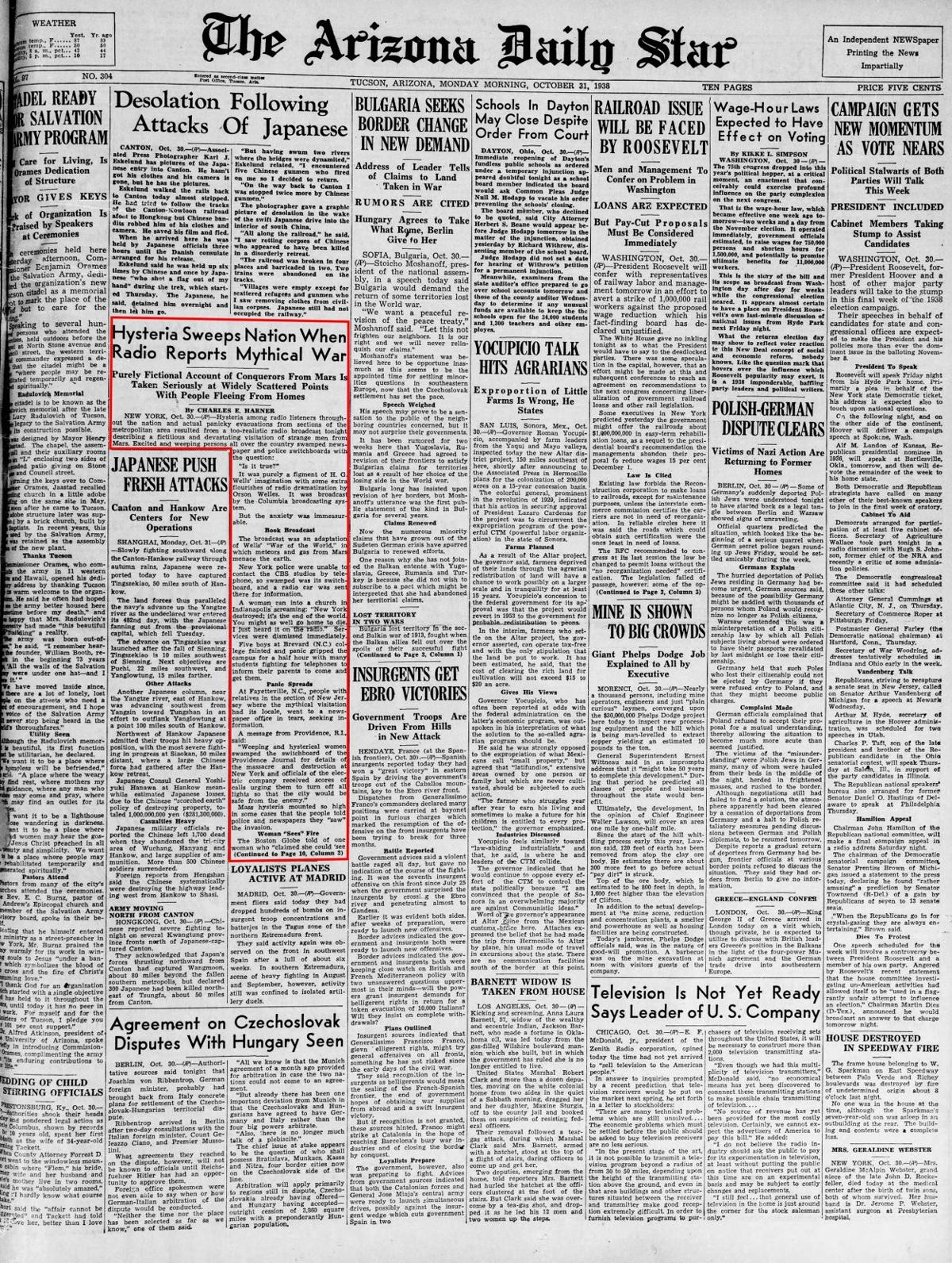 Oct. 31, 1938: 'War of the Worlds' hysteria