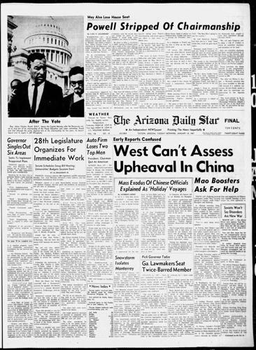 Arizona Daily Star front page Jan. 10, 1967