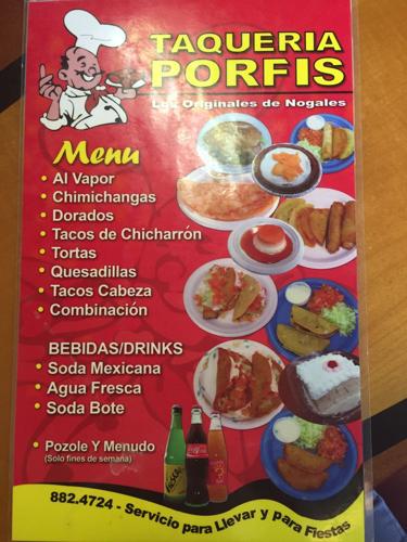Taqueria Porfis menu
