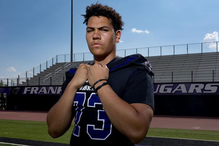 Franklinâ€™s offensive lineman Justin Morales stands for a portrait in the school's field on Friday, Aug. 9, 2024.