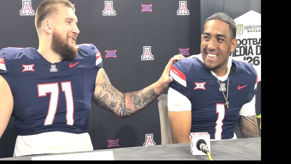 Arizona QB Noah Fifita, OT Tristan Bounds talk at Big 12 Media Days