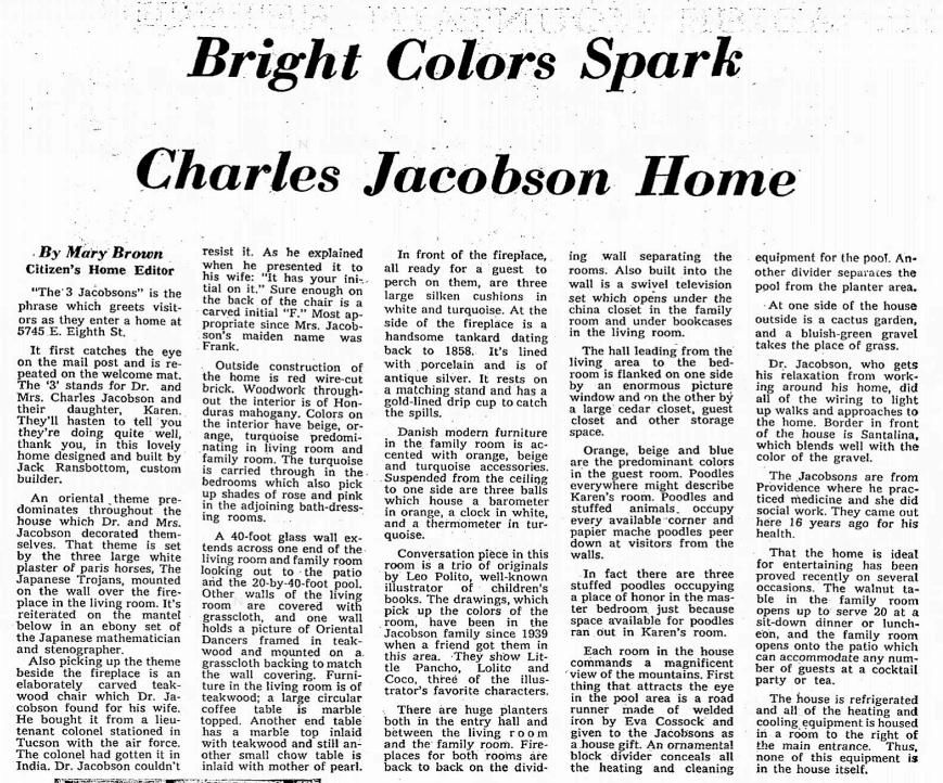 Tucson Citizen article April 7, 1962