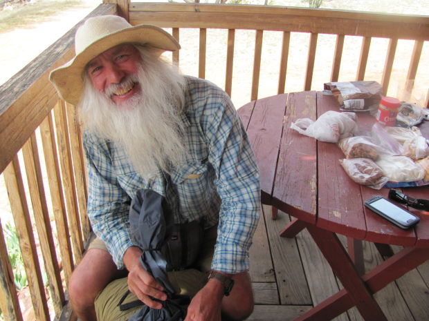 Hiker takes a break at Kentucky Camp