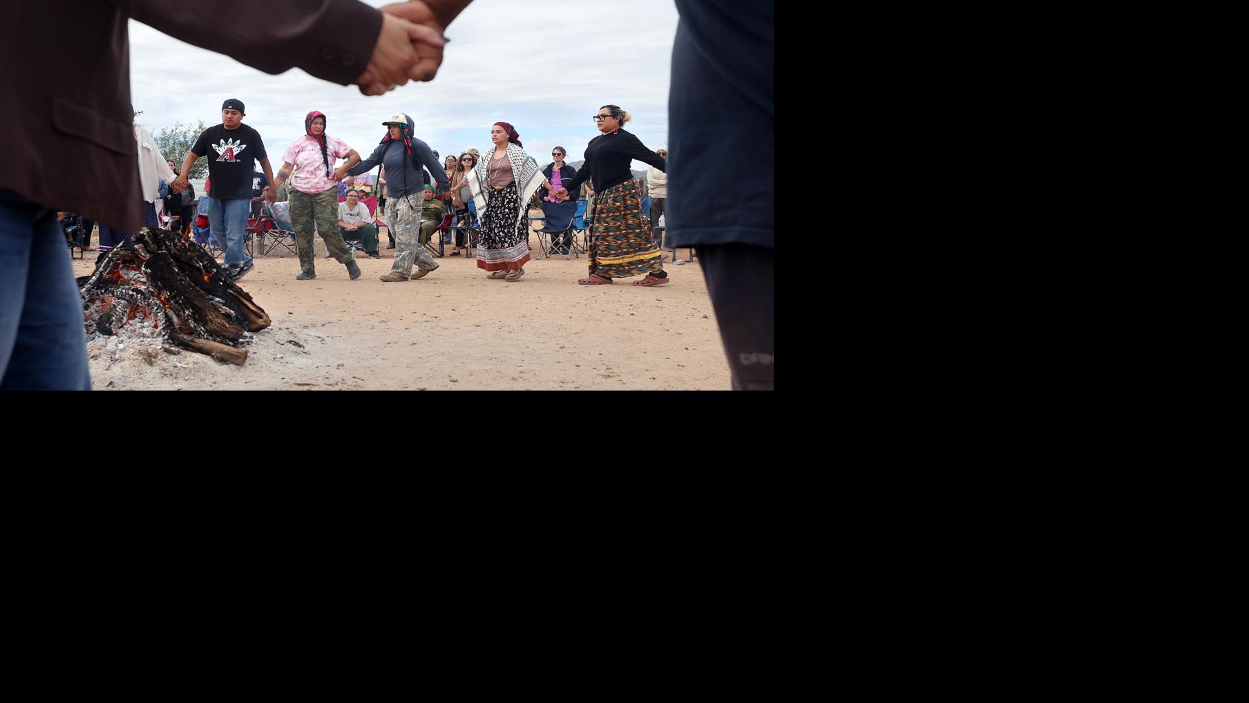 Photos: Members of Tohono O’odham Nation set up prayer camp at San Miguel gate