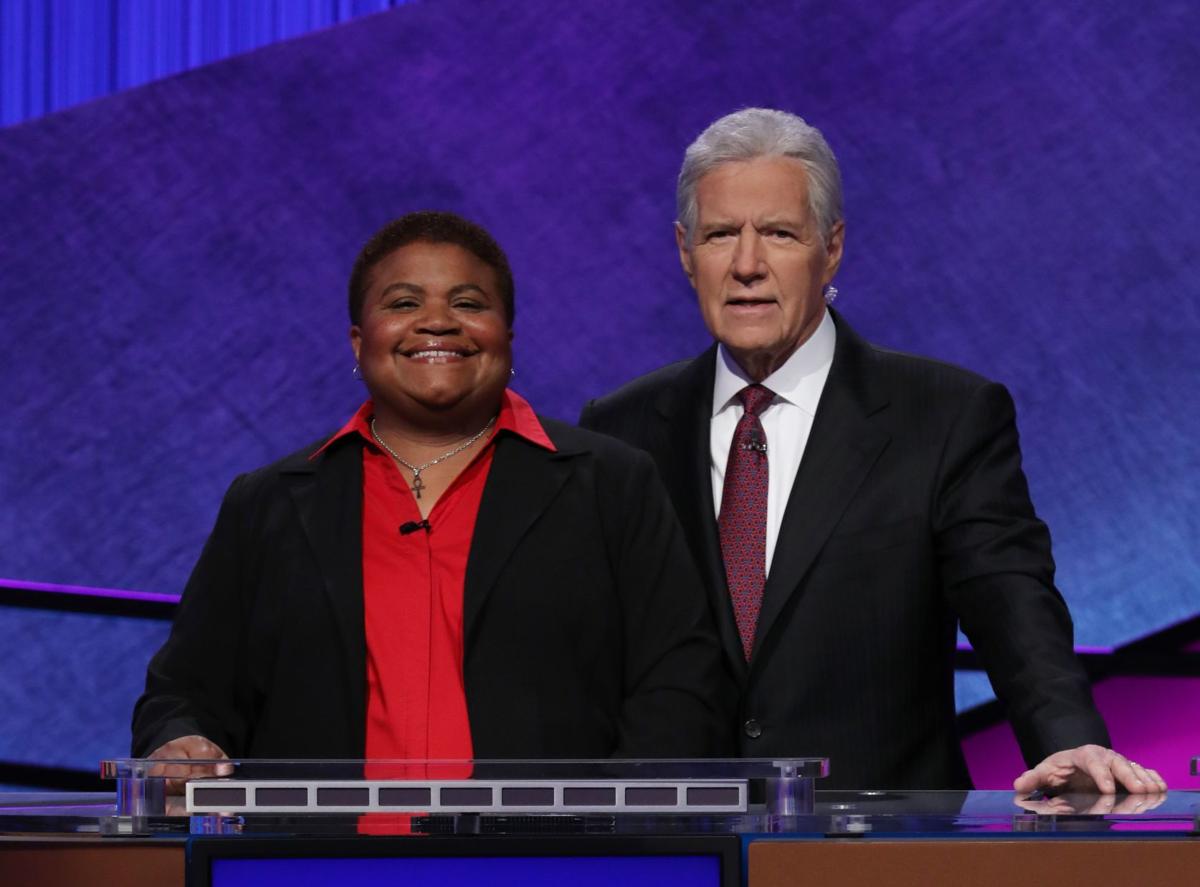 Alex Trebek and teacher Tara Baxter (Sunnyside)