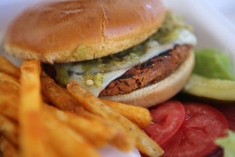 tepary bean burger with hatch chiles.JPG