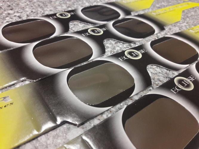 Detail of eclipse sunglasses