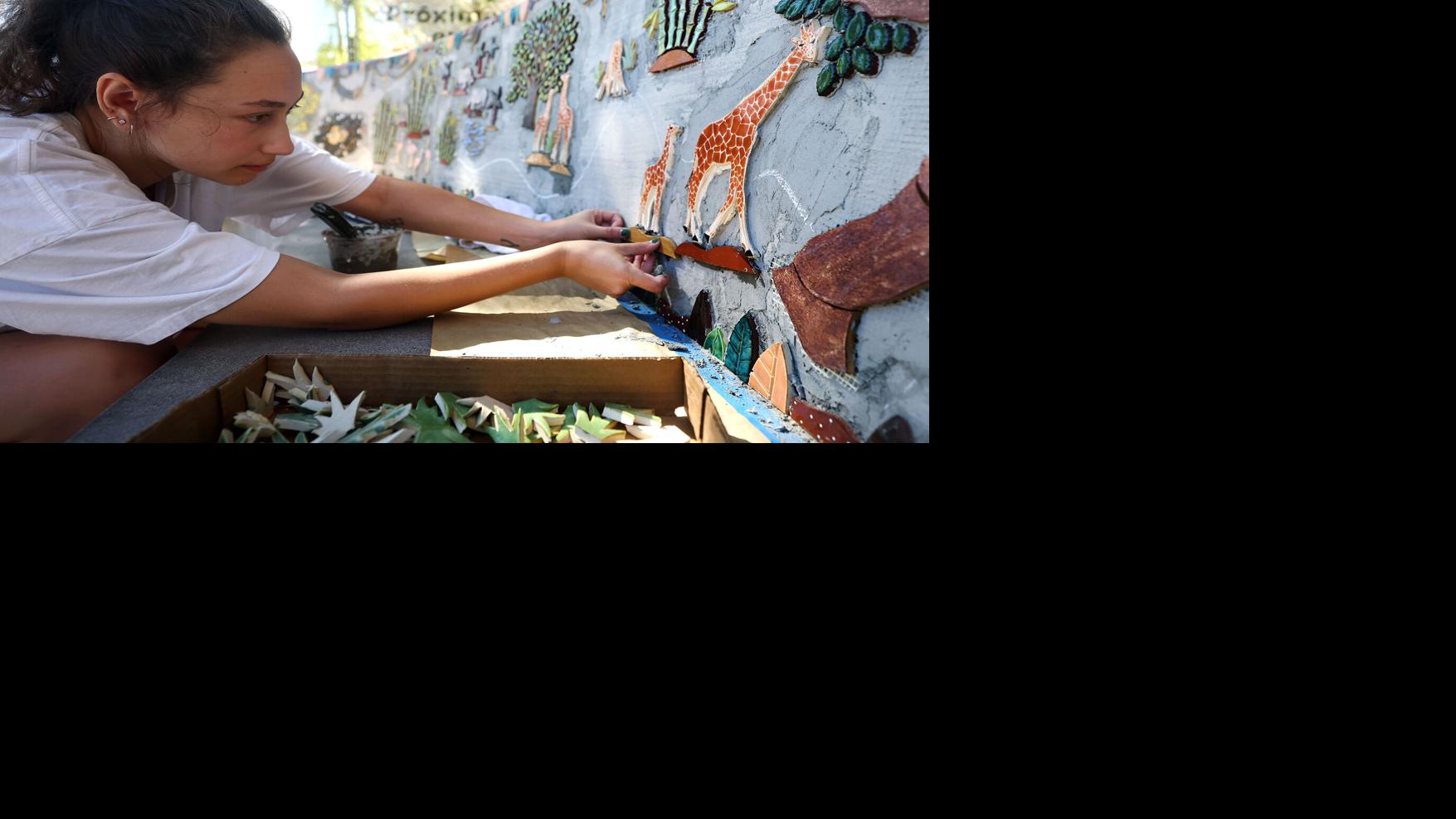 Adding color to pathway at Tucson's Reid Park Zoo