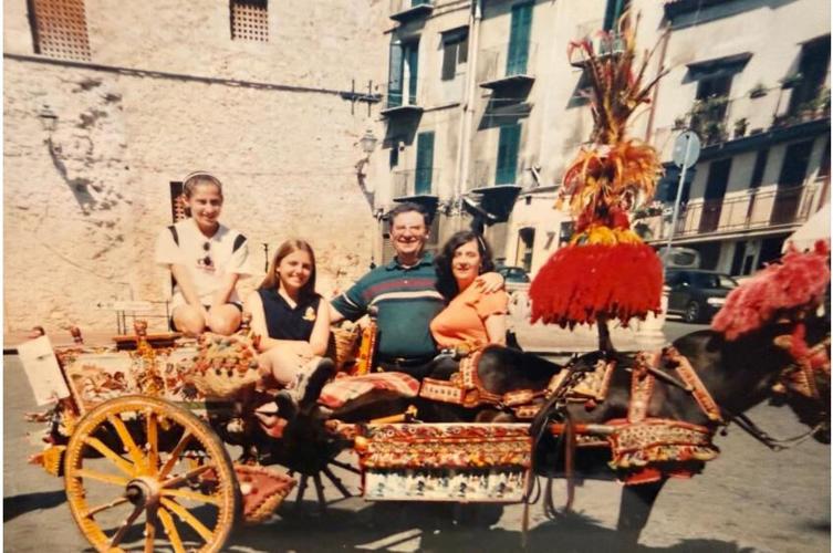 The Pennas with their daughters in Sicily in 1996.