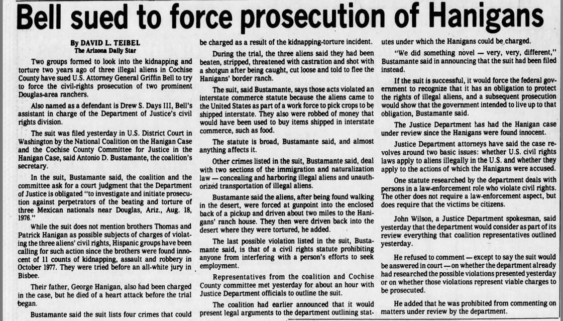 Nov. 17, 1978: Bell sued to force prosecution of Hanigans