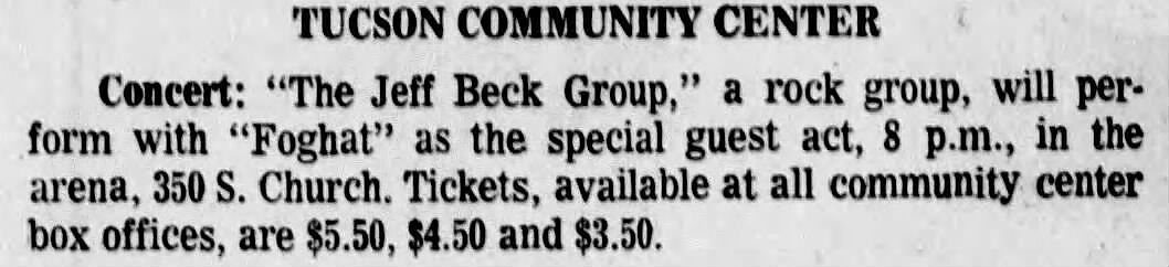 1972 Arizona Daily Star calendar item