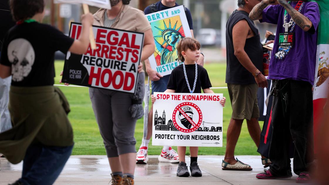 Photos: Dozens gather at Armory Park for Anti-ICE protest