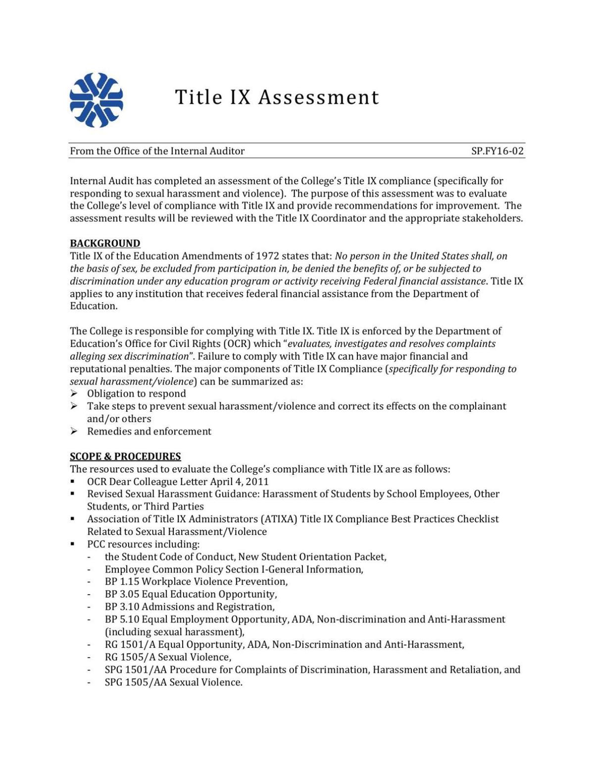 Sex discrimination audit