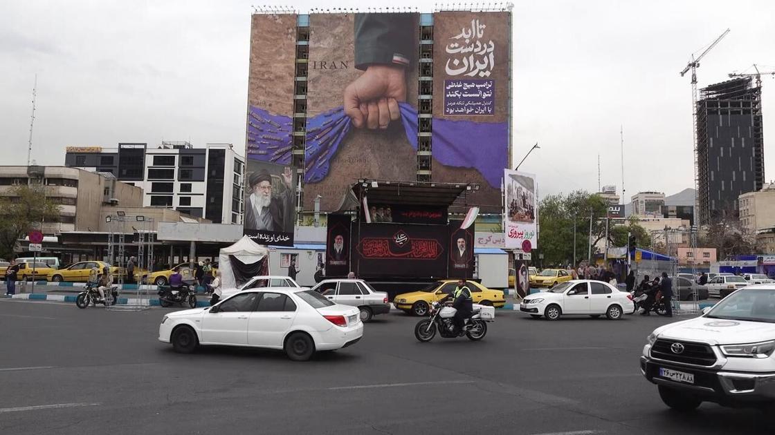 Iran: Large banner in Tehran declares Strait of Hormuz belongs to Iran.