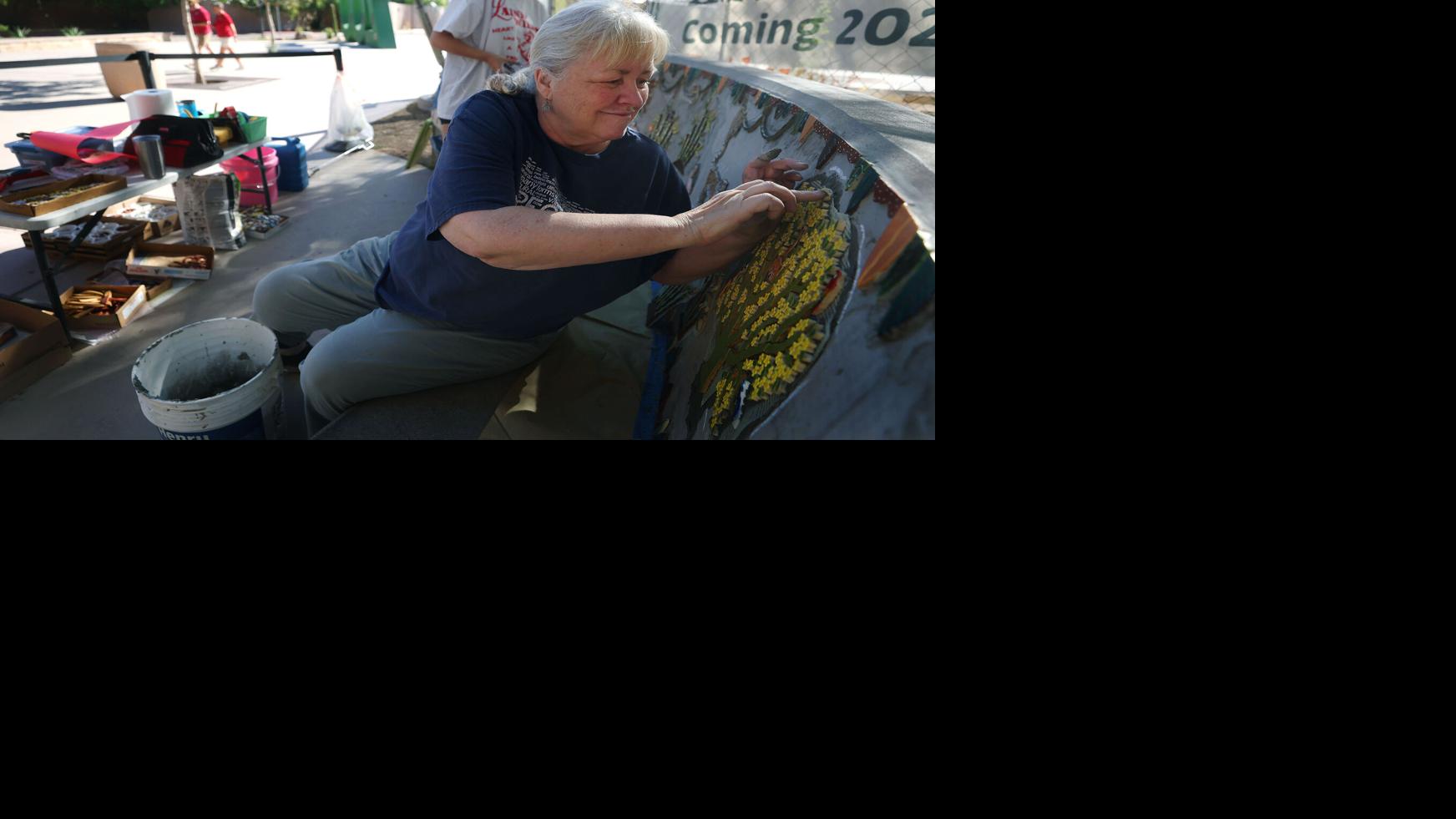 Adding color to pathway at Tucson's Reid Park Zoo
