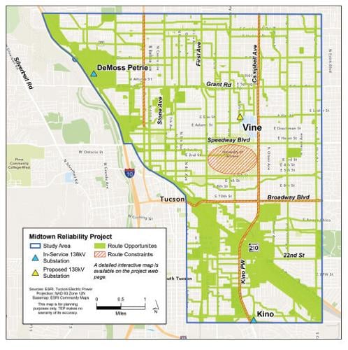 TEP Midtown Reliability Project Map