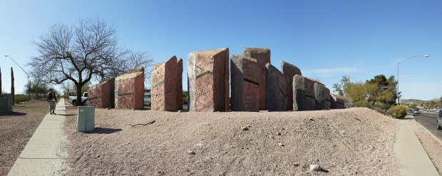 Monolith art at busy intersection generates concrete sense of place