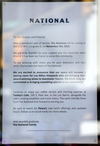 Tucson's National restaurant closes, opening door for Elgin winery