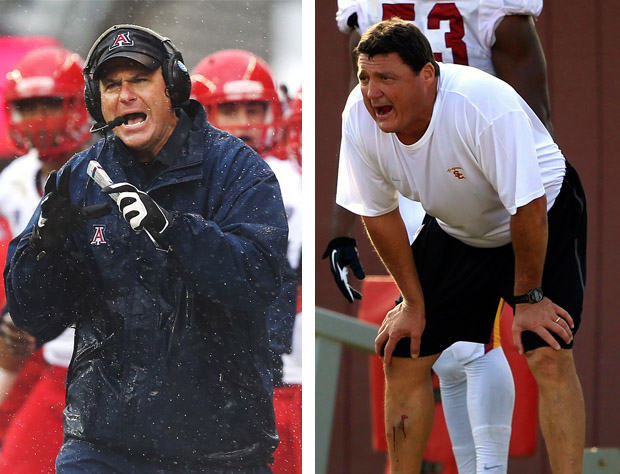The coaches - Arizona's Rich Rodriguez vs. USC's Ed Orgeron