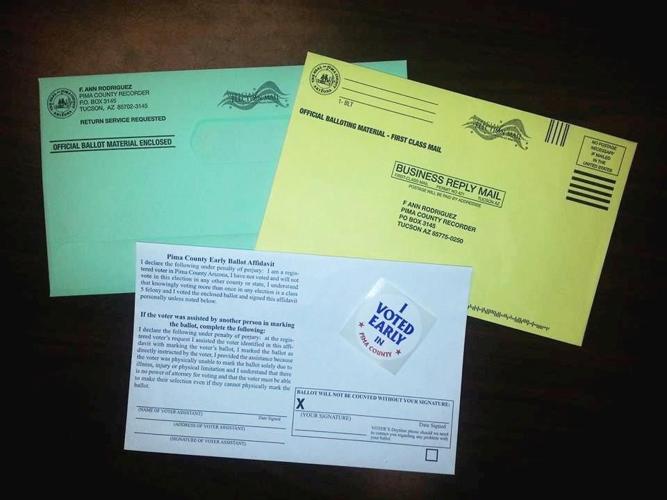 Photo of an early ballot, envelopes