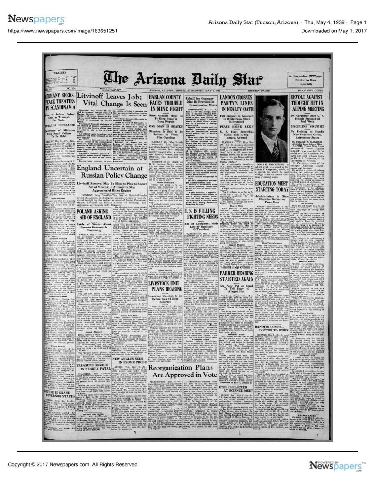 Arizona Daily Star front page May 4, 1939.pdf