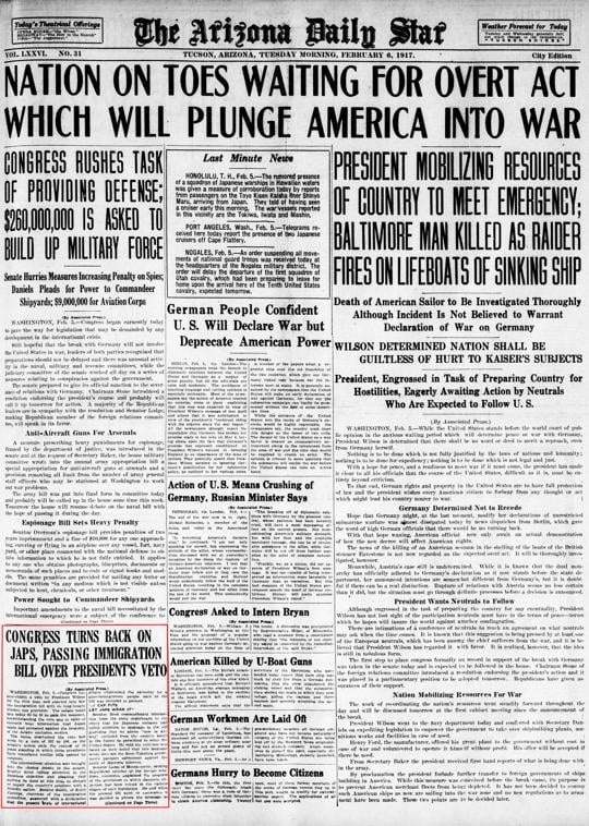 Feb. 6, 1917, front page Immigration Act passed